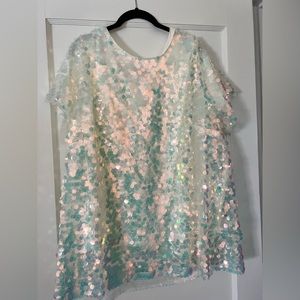 Torrid sequin shirt - white, purple, pink, blue